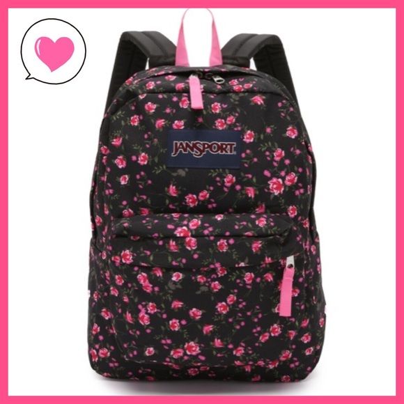 jansport black rose backpack